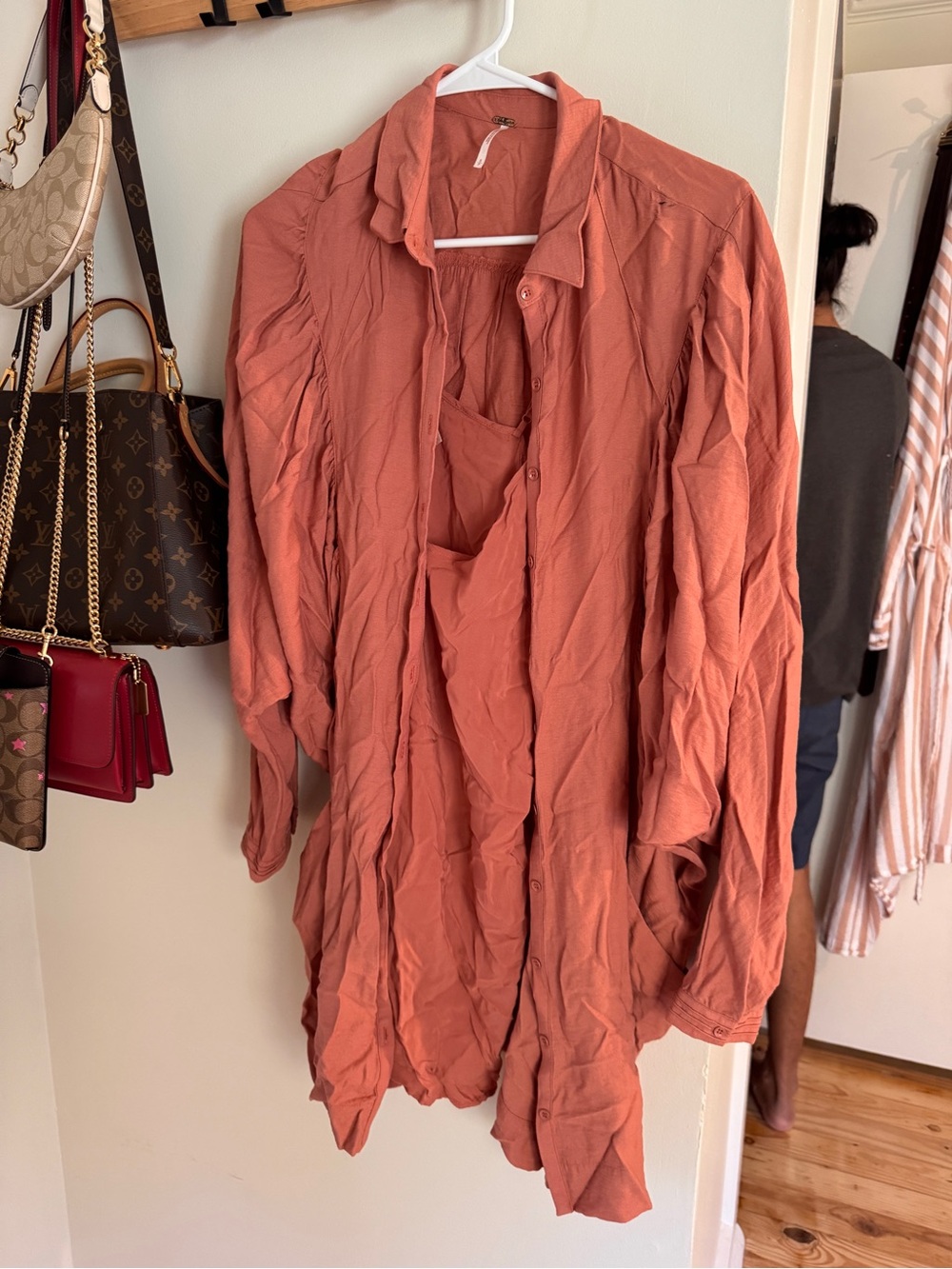 FREE PEOPLE Women’s Lightweight Button-Front Shirt Dress - Rust